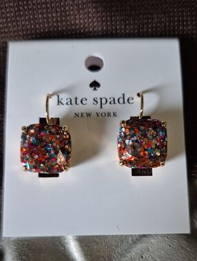 kate spade multicolor glitter square drop earrings.  Comes with Dust Bag.